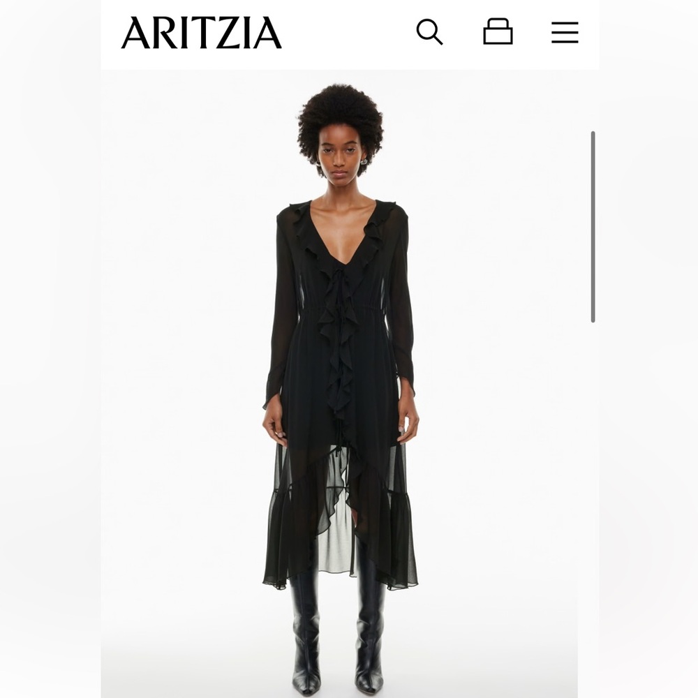 Aritzia Wilfred Sheer Black Dresss